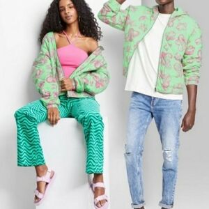 Wild Fable Mint Green Floral Quilt Hooded Jacket